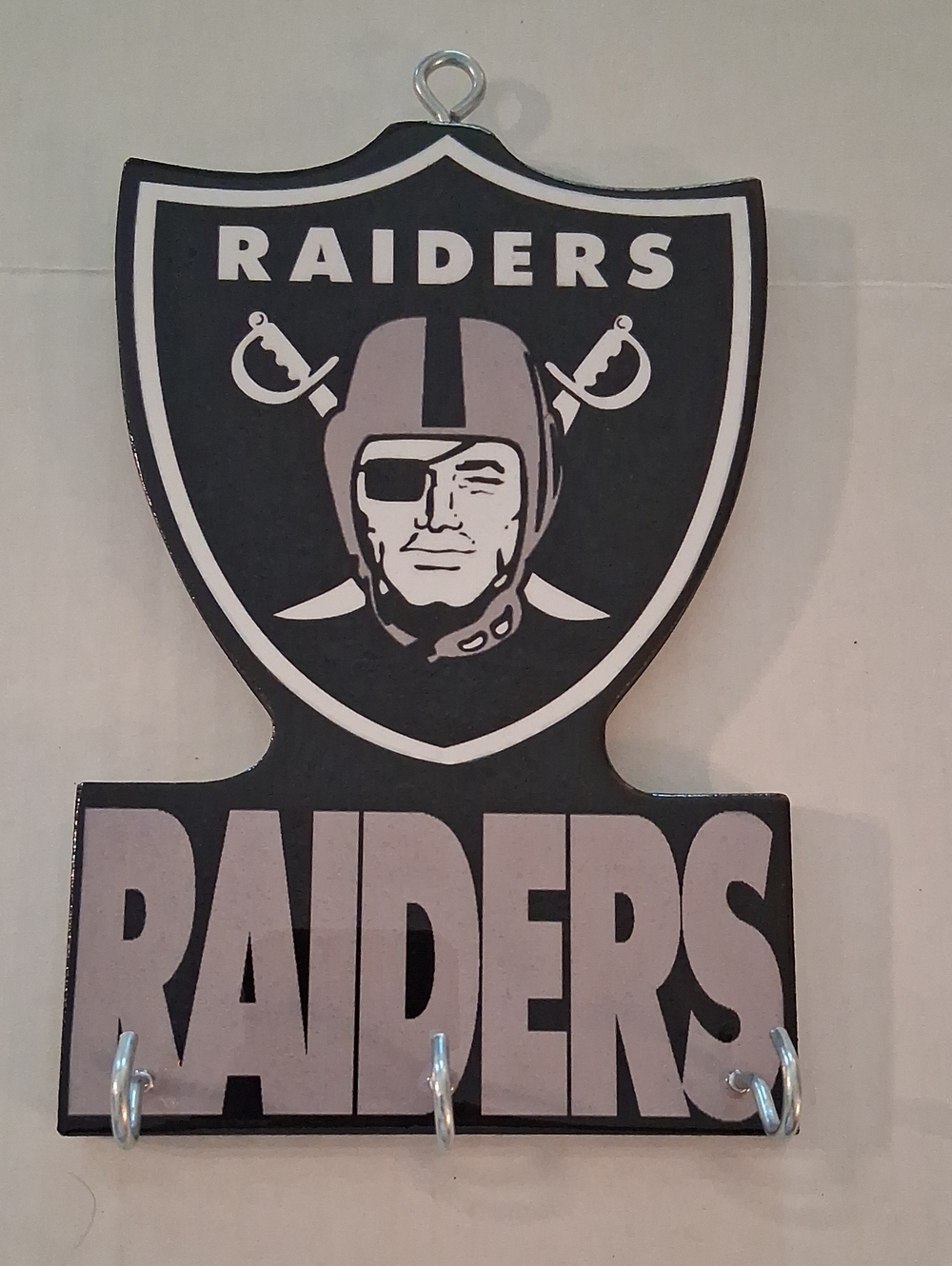 Handmade Raiders Wall Hook Rack Key Holder Sign